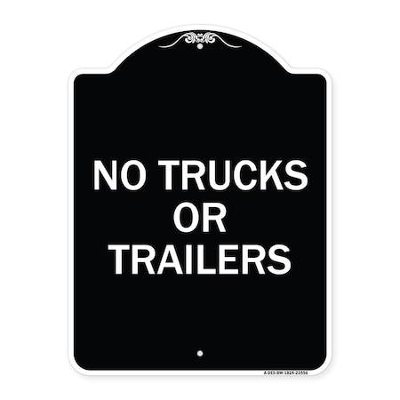 Signmission No Trucks or Trailers Heavy-Gauge Aluminum Architectural Sign, 24" H, BW-1824-23556 A-DES-BW-1824-23556